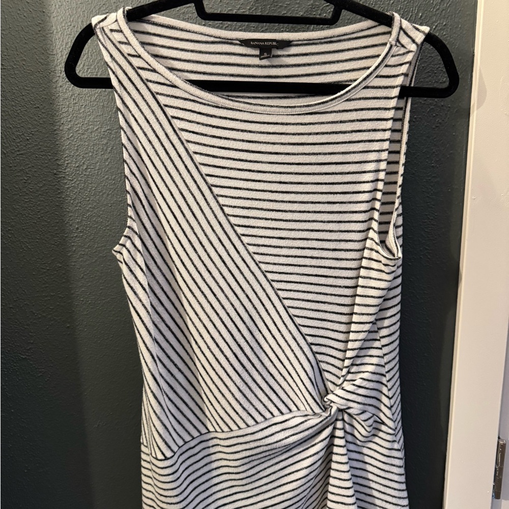 Black and White Striped Sleeveless Top